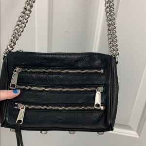 Black Rebecca Minkoff purse with silver hardware